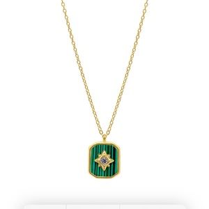 Adorina NEW Star Pendant Green Tablet Necklace gold
